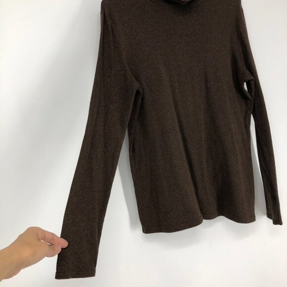 Denver Hayes Brown Cotton Longsleeve Marled Turtleneck Size M - Picture 8 of 13